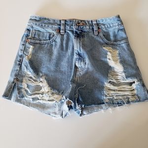Ripped high waist denim shorts